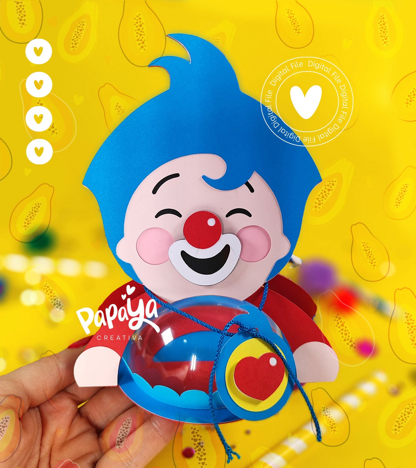 Clown DIGITAL FILE Holder *Easy open/close system* (Dome 8cm)