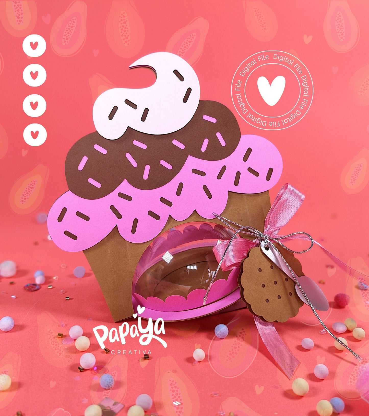 Cupcake DIGITAL FILE Holder *Easy open/close system* (Dome 8cm)