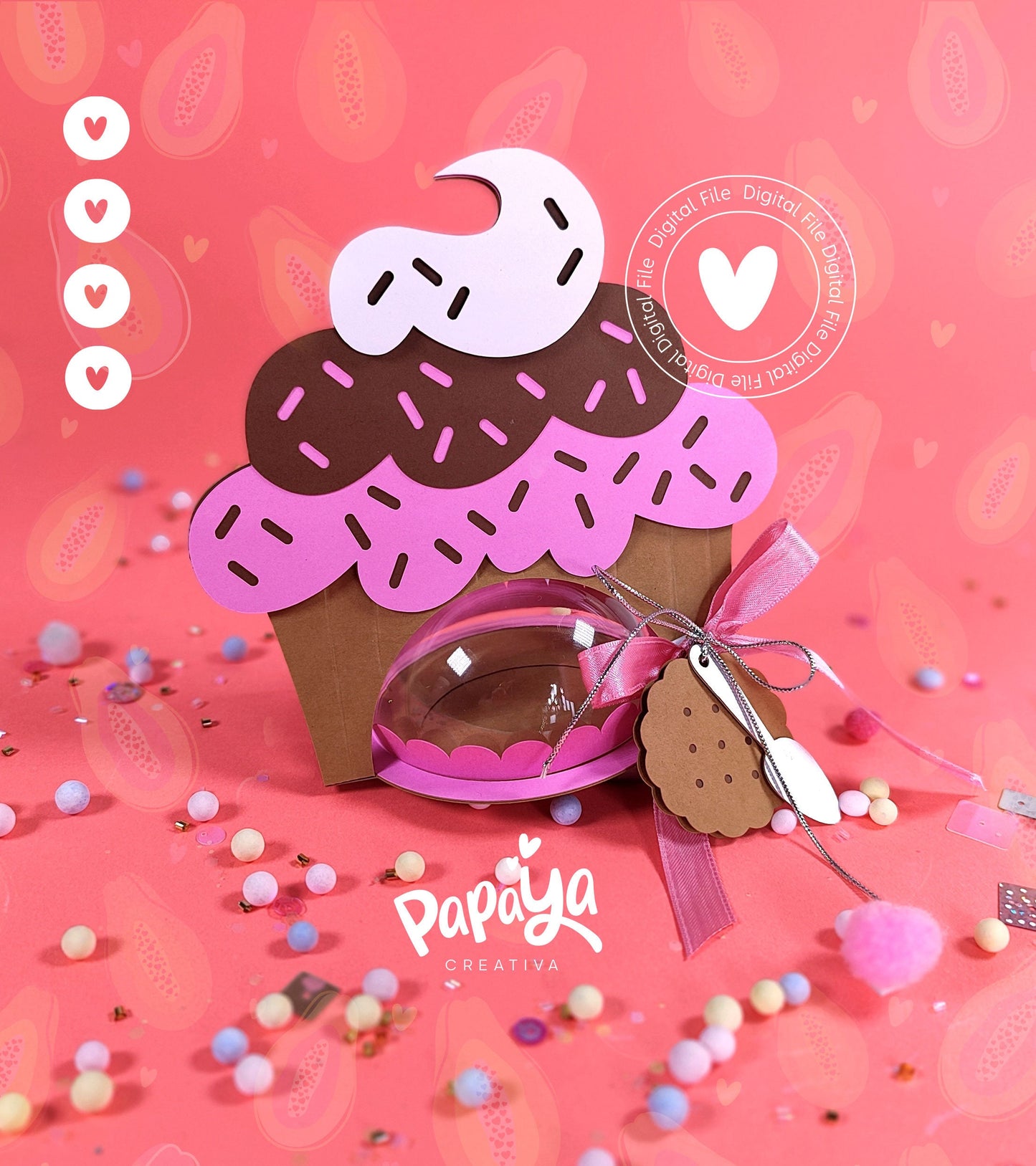 Cupcake DIGITAL FILE Holder *Easy open/close system* (Dome 8cm)