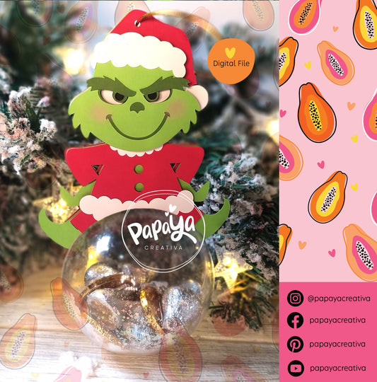 Mr. G Xmas Ball (Digital File) SVG/ STUDIO Format / Candy Holder/ Ball 8cm/ Christmas Theme