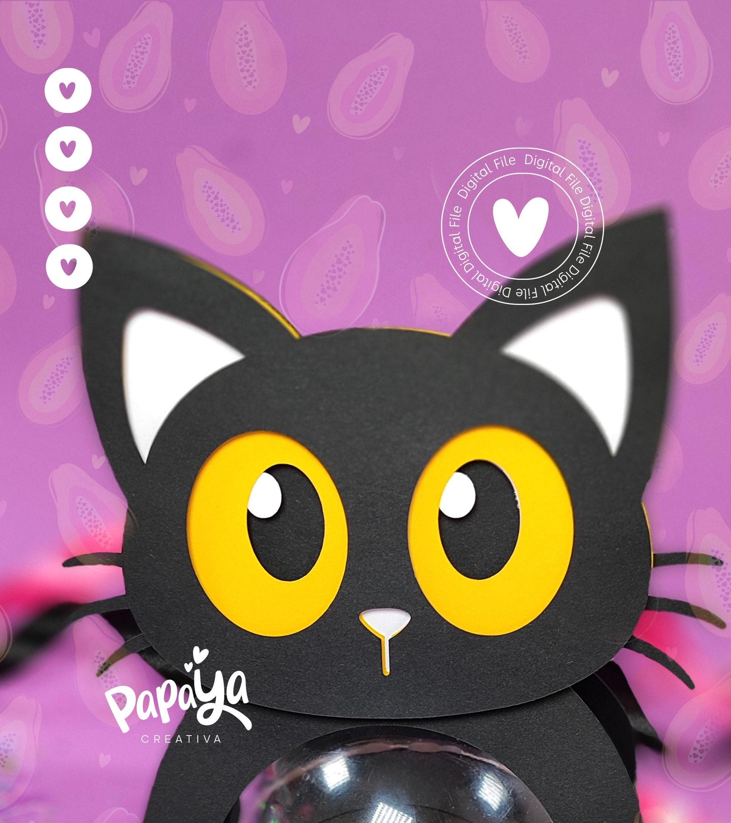 Halloween Cat DIGITAL FILE Holder Dome size 8cm/ open and close system