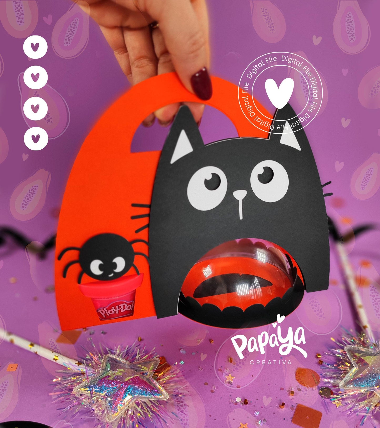 Cat Candy & Playdoh DIGITAL FILE Holder *Easy open/close system* (Dome8cm/Playdoh1Oz)