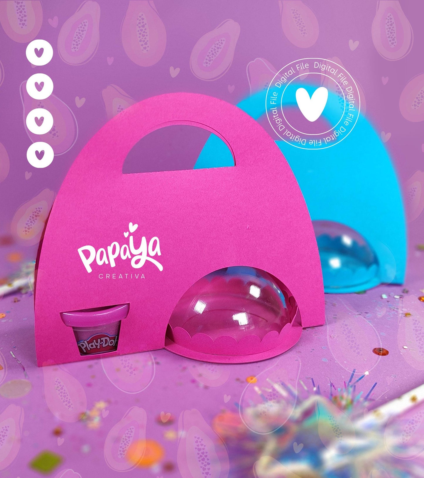 DIGITAL FILE PlayDoh & Candy Holder base to personalize *Easy open/close system* (Dome8cm/Playdoh1Oz)