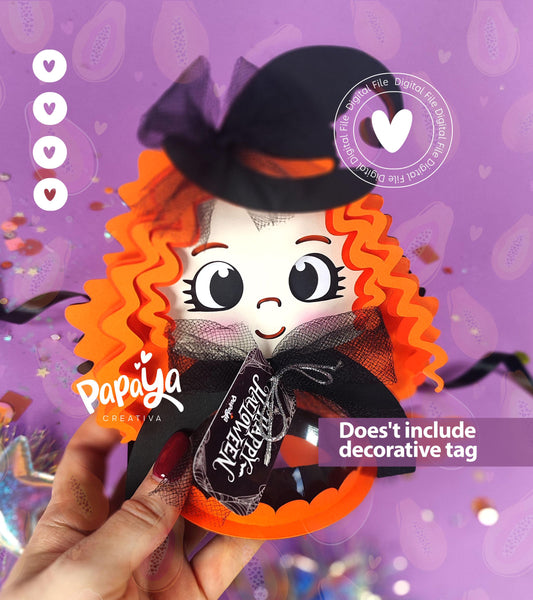 Cute Witch DIGITAL FILE Candy Holder Dome size 8cm/ open and close system