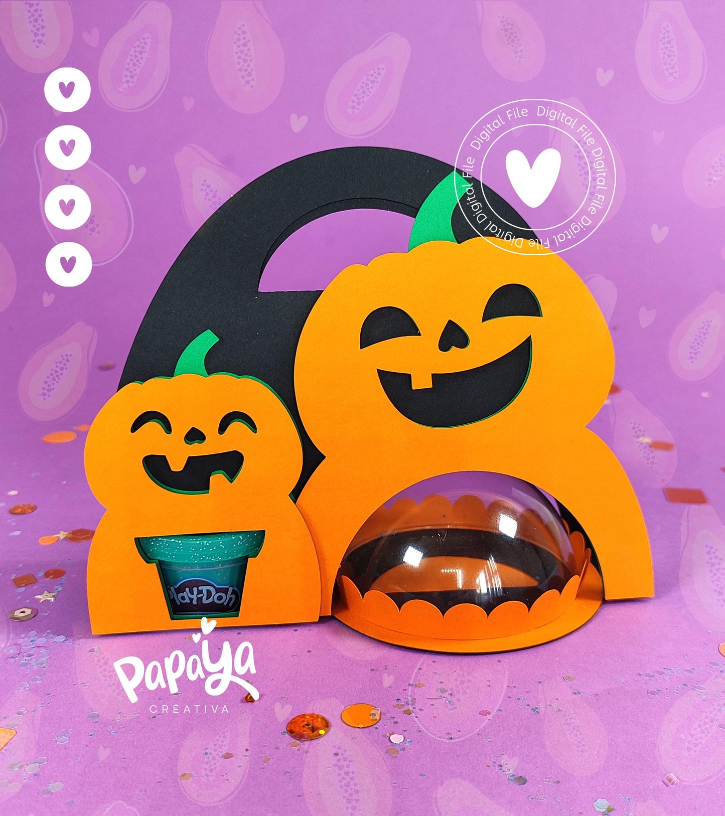 Cut File Pumpkin Candy & Playdoh Holder *Easy open/close system* (Dome8cm/Playdoh1Oz)