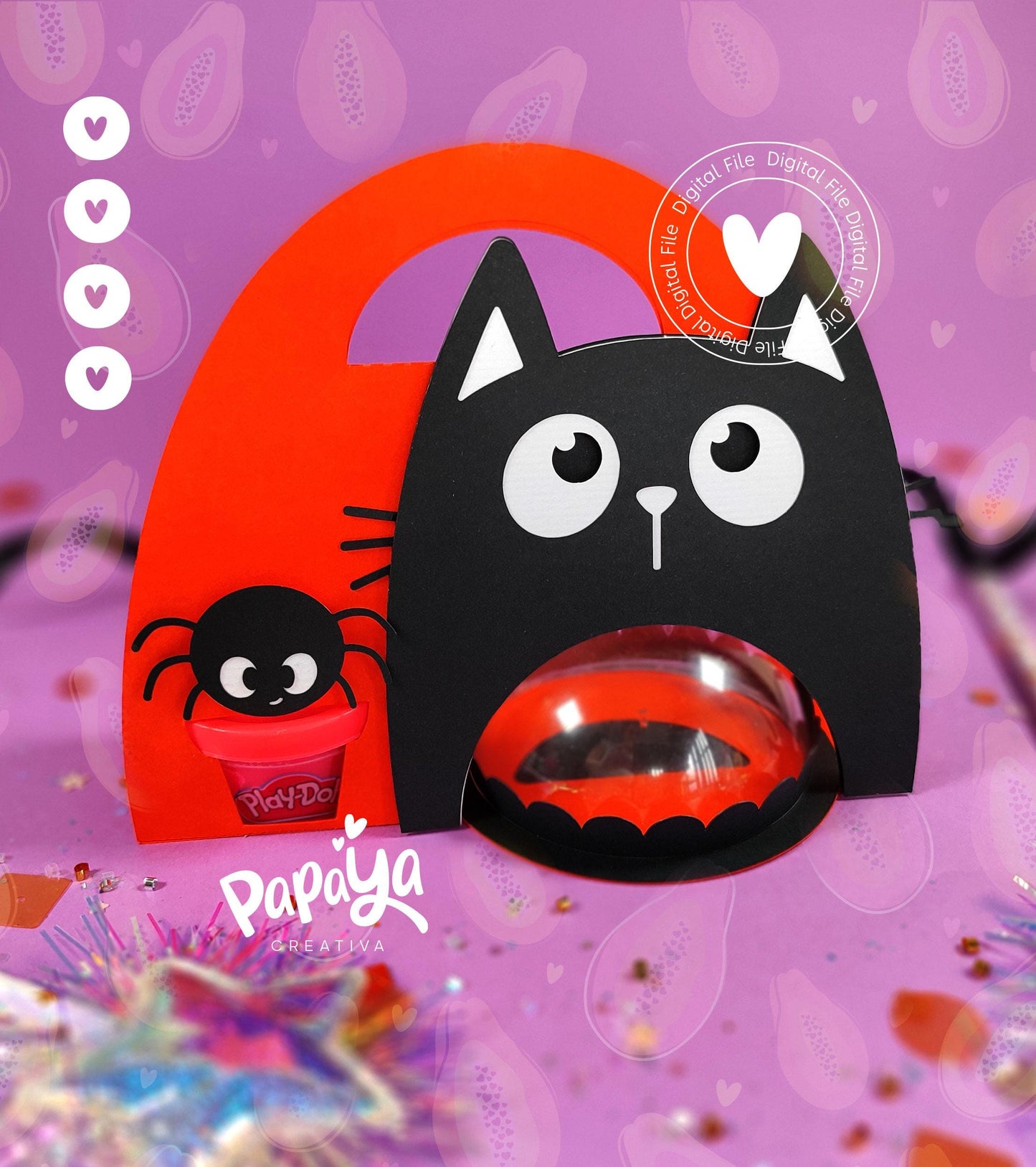 Cat Candy & Playdoh DIGITAL FILE Holder *Easy open/close system* (Dome8cm/Playdoh1Oz)