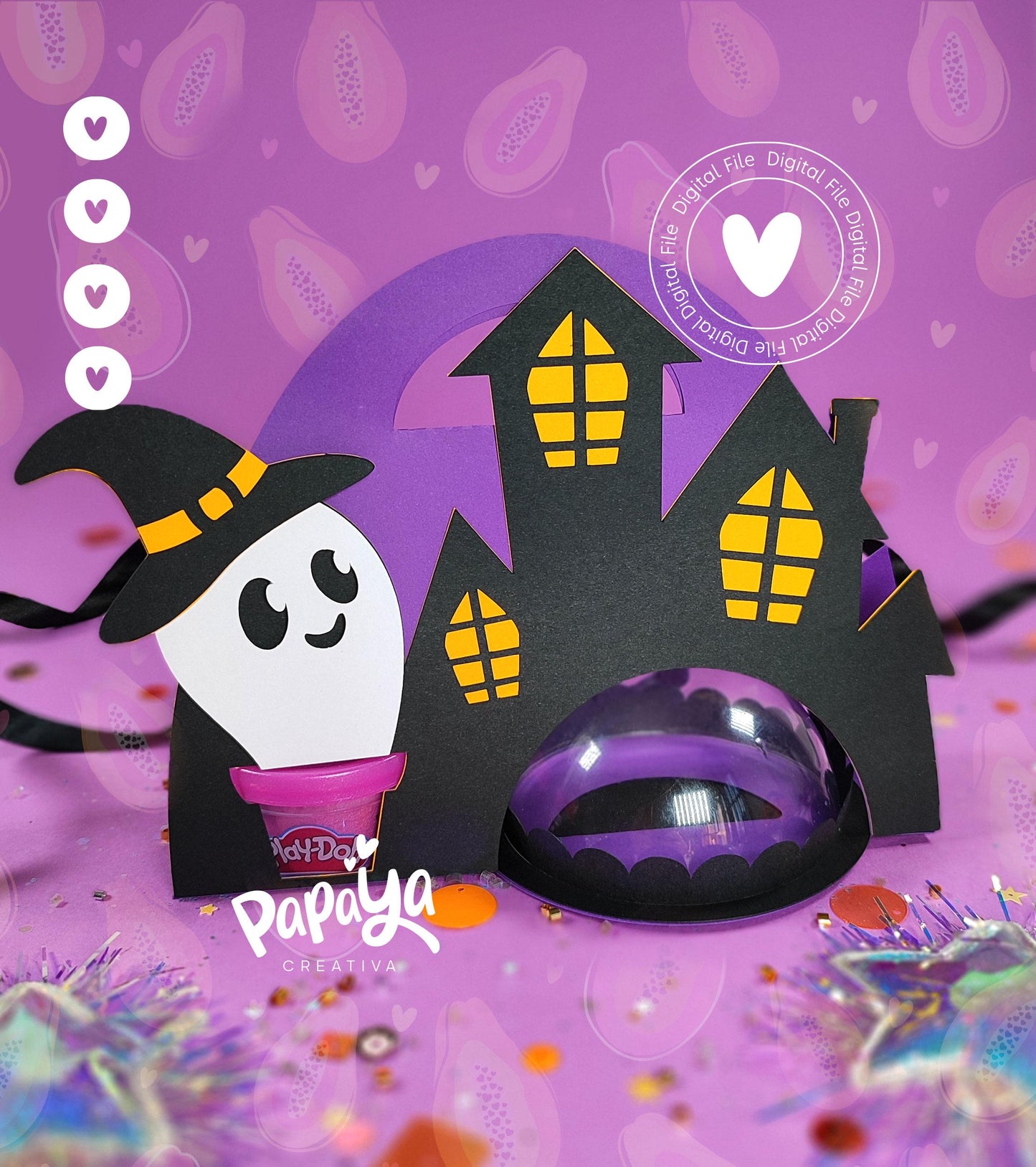 Cut File Halloween Candy & Playdoh Holder *Easy open/close system* (Dome8cm/Playdoh1Oz)