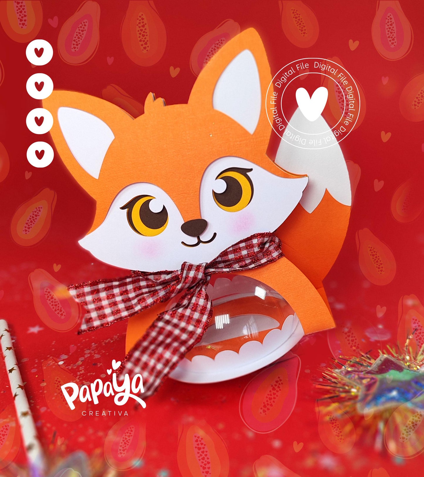 Adorable Fox Candy Holder/Dome size 8cm/ open and close system