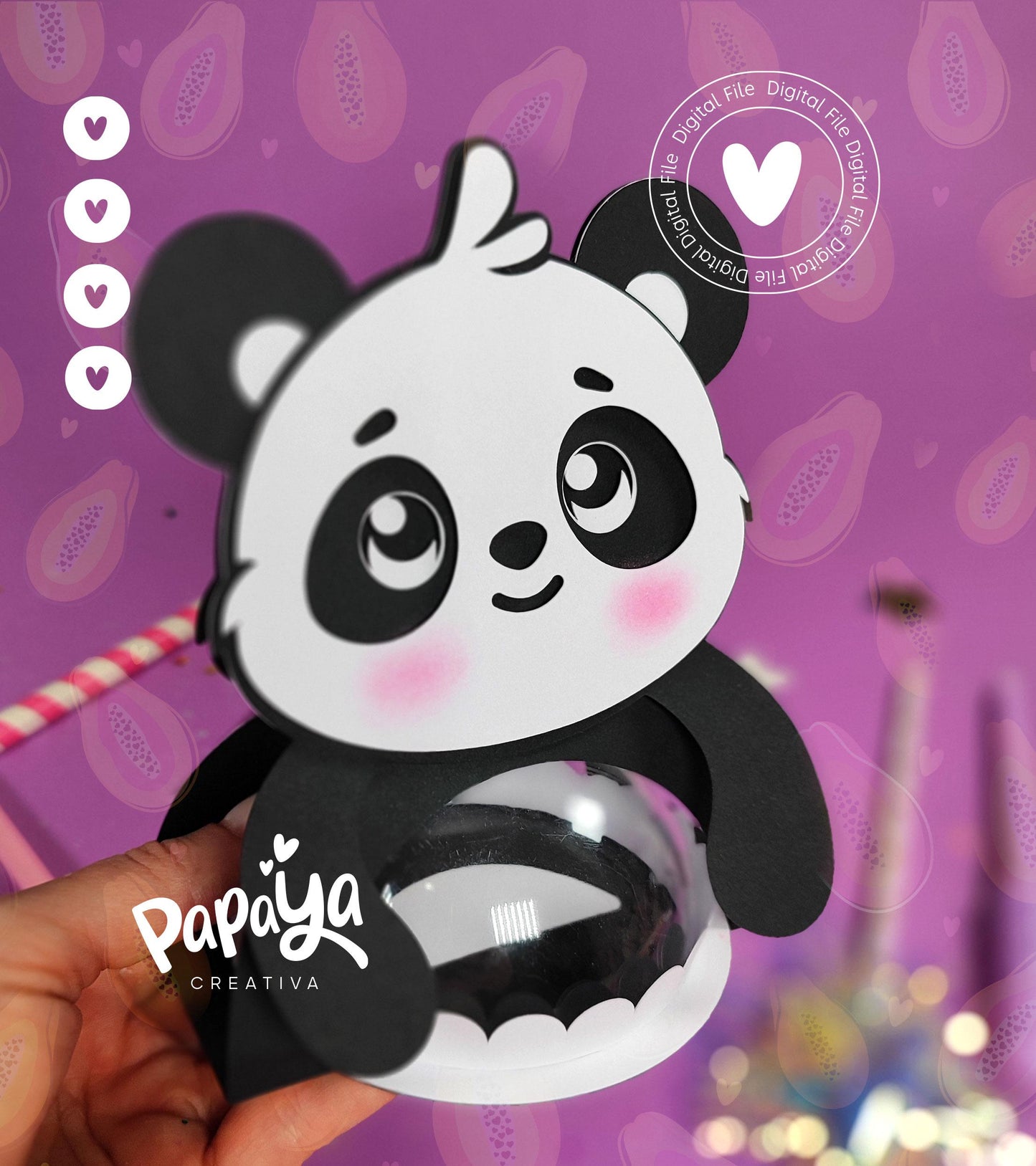 Panda DIGITAL FILE Holder/Dome size 8cm/ open and close system