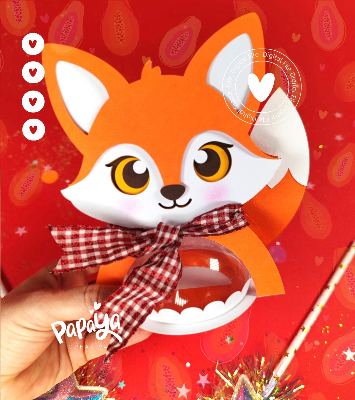 Adorable Fox Candy Holder/Dome size 8cm/ open and close system