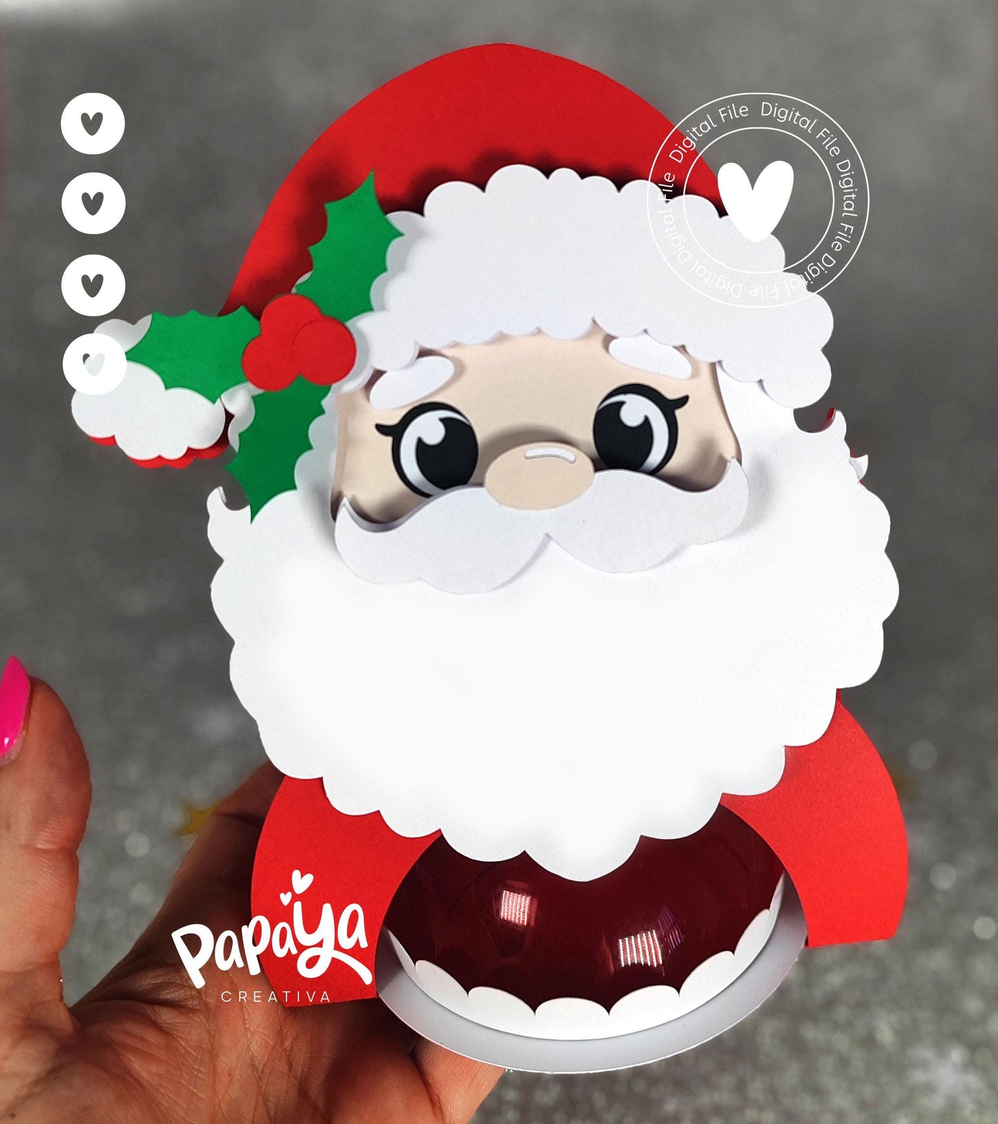 Santa Candy Holder (Digital File) SVG/ STUDIO Format *Easy open/close system* (Dome 8cm)