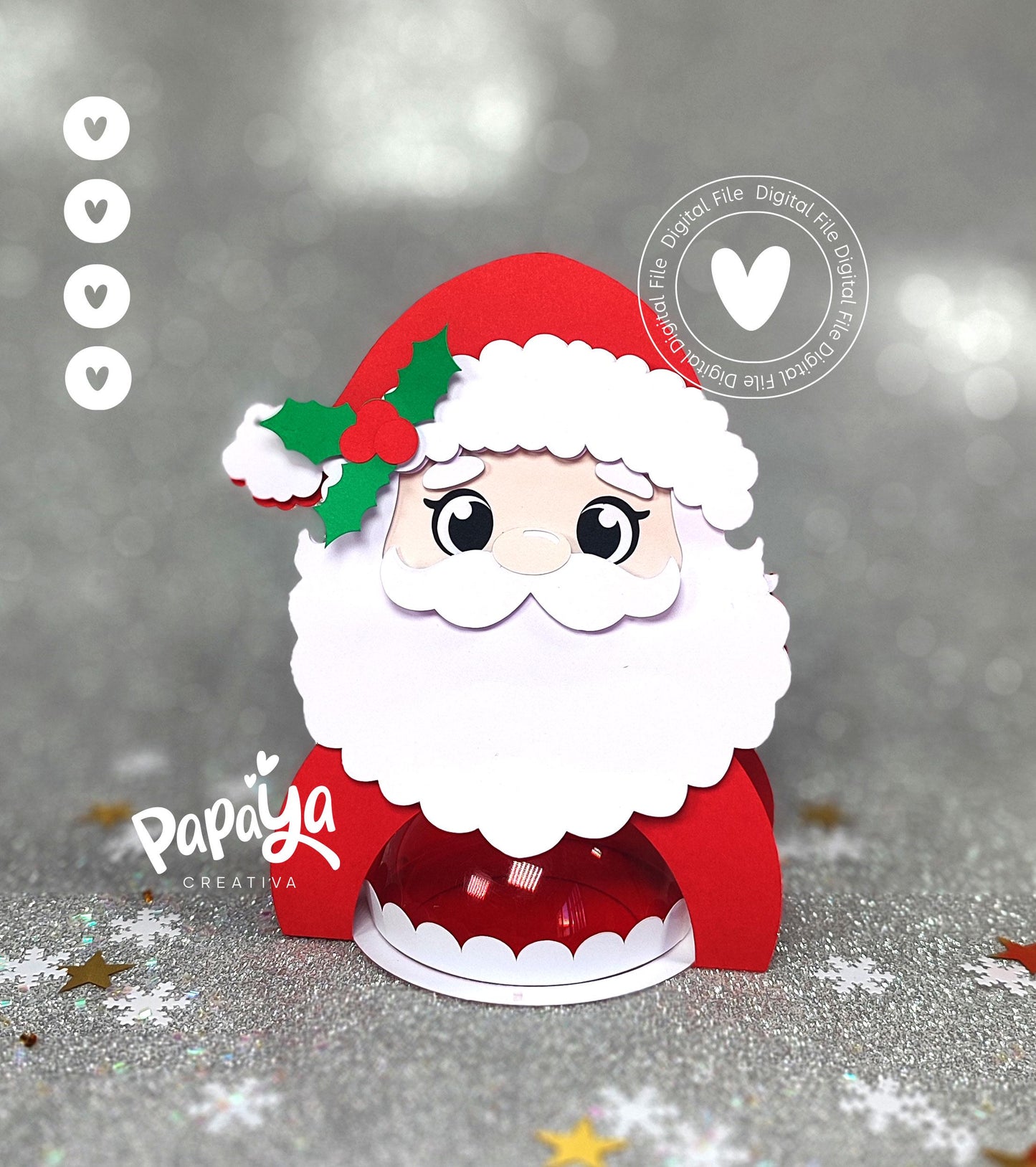 Santa Candy Holder (Digital File) SVG/ STUDIO Format *Easy open/close system* (Dome 8cm)