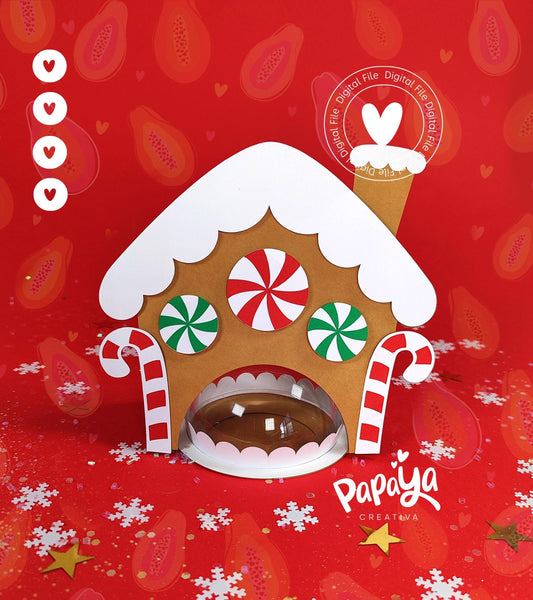 Gingerbread House Candy Holder (Digital File) SVG/ STUDIO Format *Easy open/close system* (Dome 8cm)
