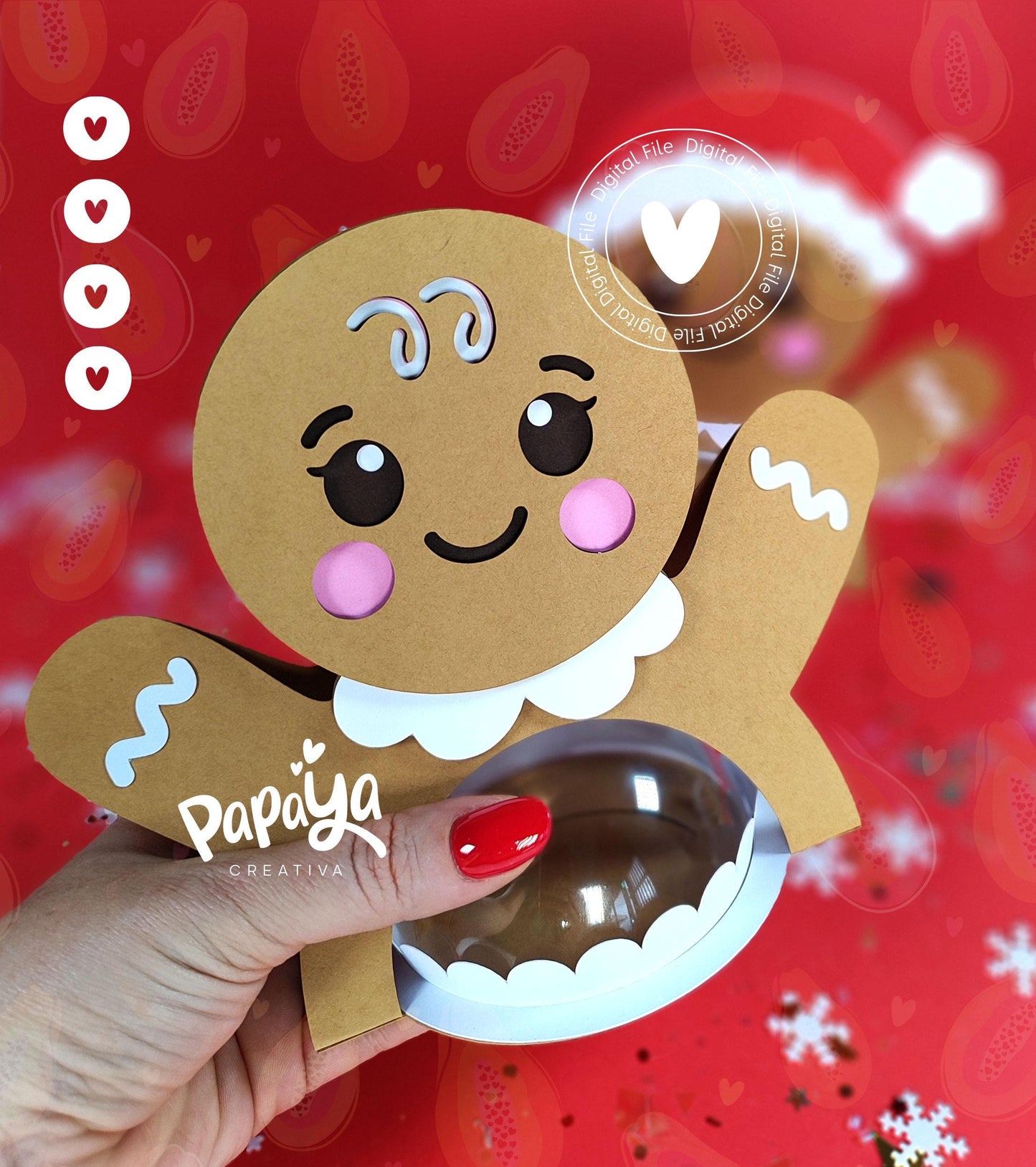 Gingerbread Set Candy Holder (Digital File) SVG/ STUDIO Format *Easy open/close system* (Dome 8cm)