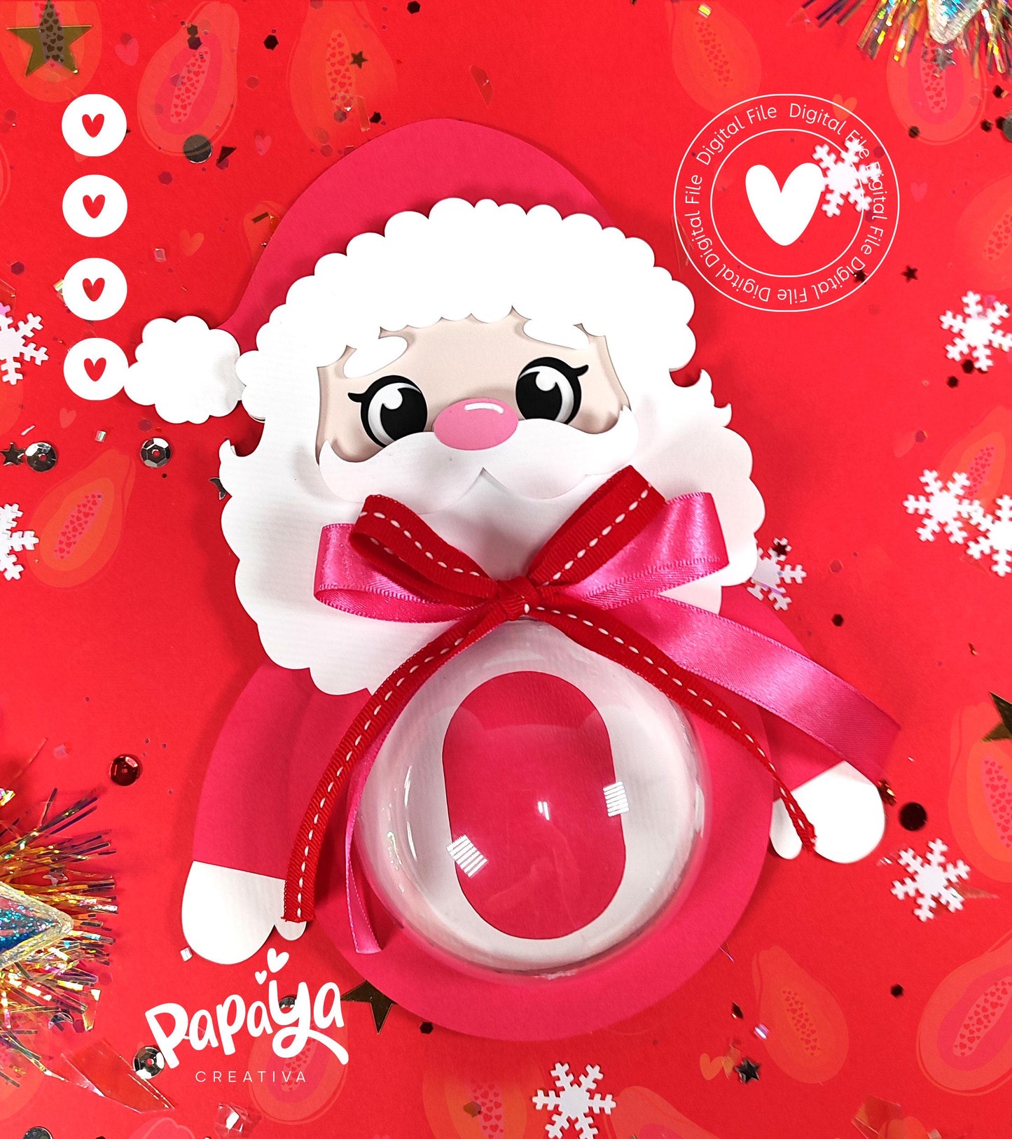 Adorable Santa Claus Candy Holder (Digital File) SVG/ STUDIO Format *Easy open/close system* (Dome 8cm)