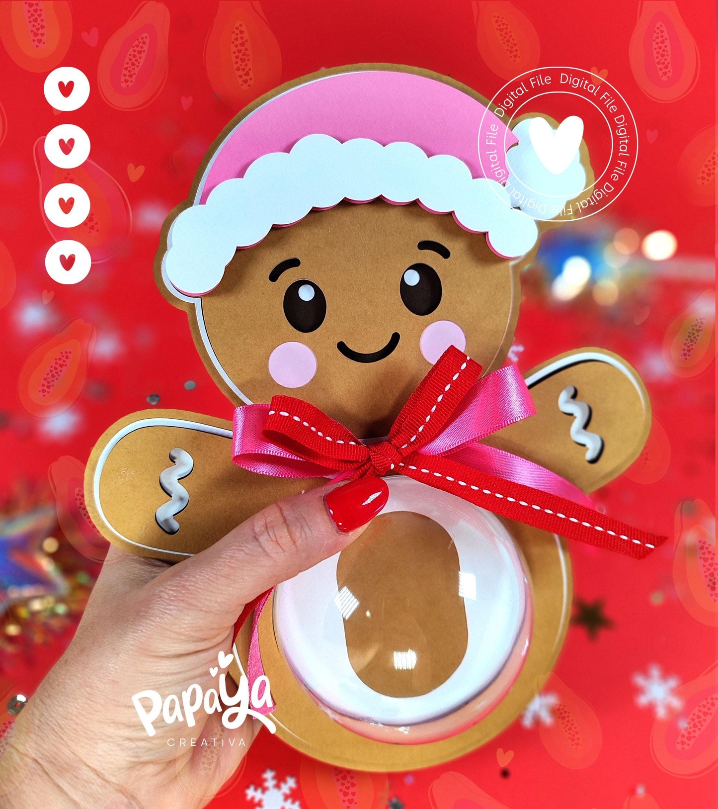 GingerBread Candy Holder (Digital File) SVG/ STUDIO Format *Easy open/close system* (Dome 8cm)