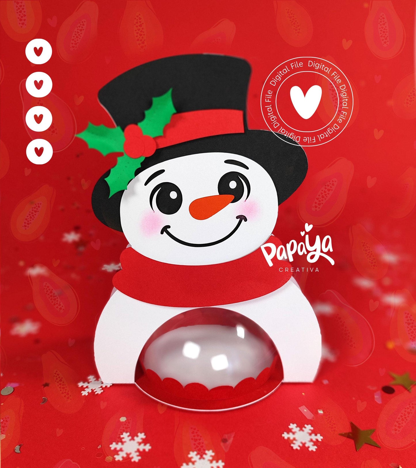 Snowman Candy Holder (Digital File) SVG/ STUDIO Format *Easy open/close system* (Dome 8cm)