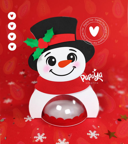 Snowman Candy Holder (Digital File) SVG/ STUDIO Format *Easy open/close system* (Dome 8cm)