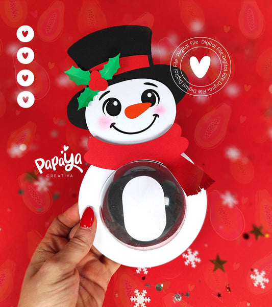 Frosty Snowman Candy Holder (Digital File) SVG/ STUDIO Format *Easy open/close system* (Dome 8cm)