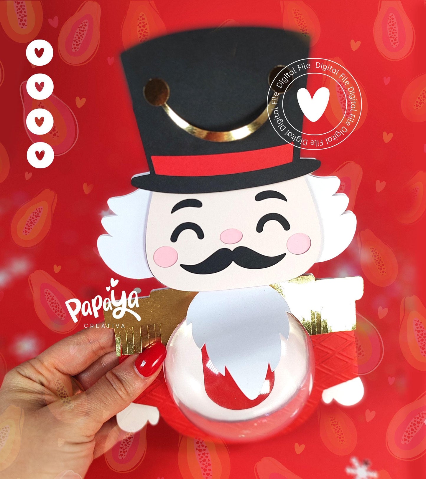 Nutcraker Candy Holder (Digital File) SVG/ STUDIO Format *Easy open/close system* (Dome 8cm)