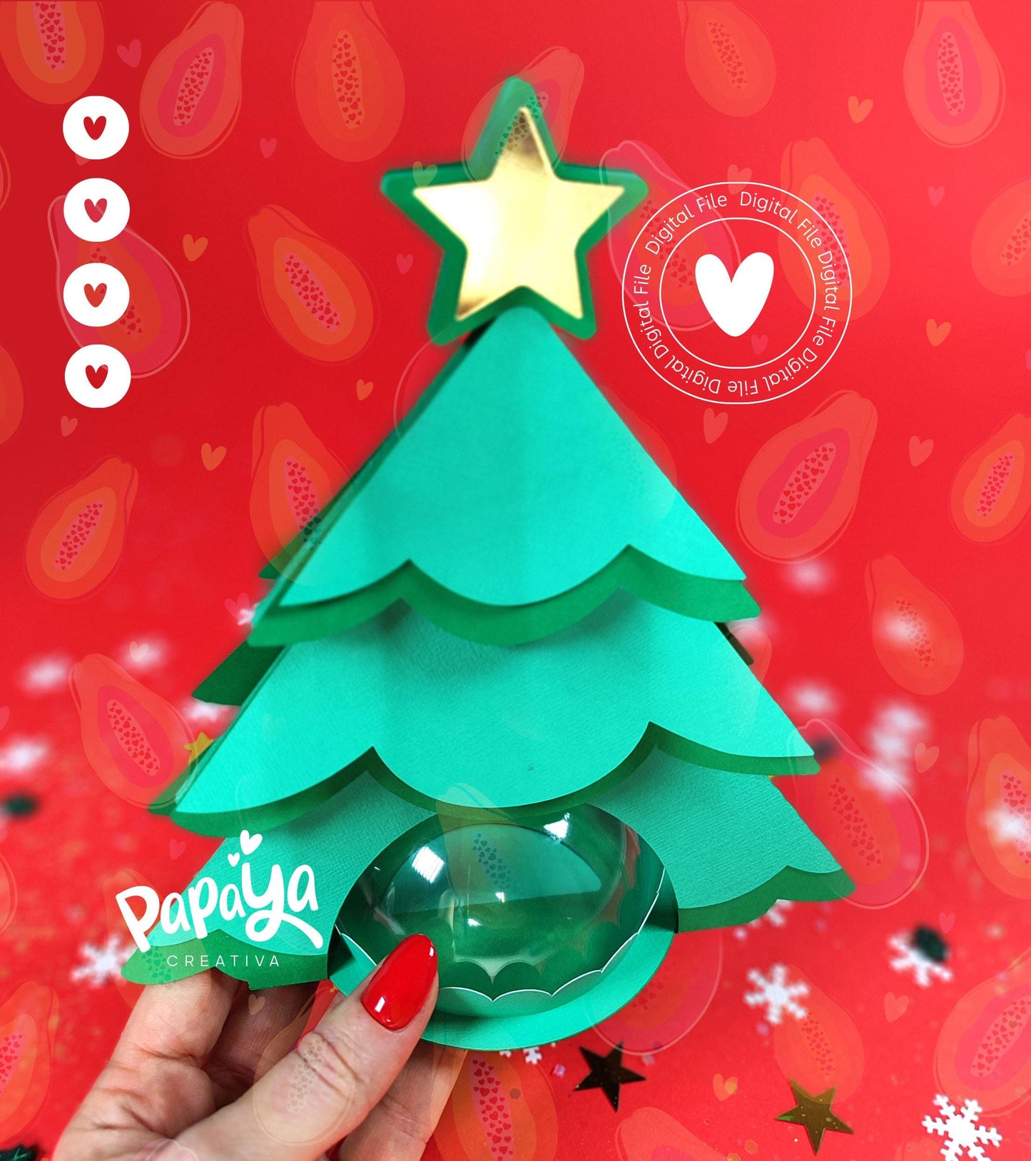 Christmas Tree Candy Holder (Digital File) SVG/ STUDIO Format *Easy open/close system* (Dome 8cm)