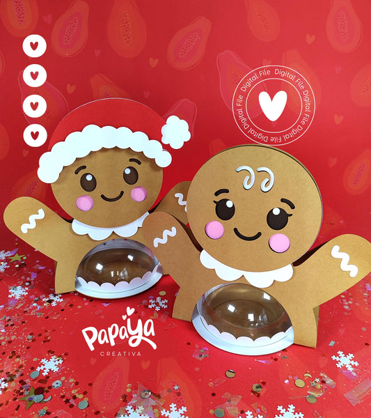 Gingerbread Set Candy Holder (Digital File) SVG/ STUDIO Format *Easy open/close system* (Dome 8cm)