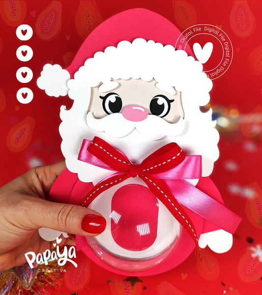 Adorable Santa Claus Candy Holder (Digital File) SVG/ STUDIO Format *Easy open/close system* (Dome 8cm)