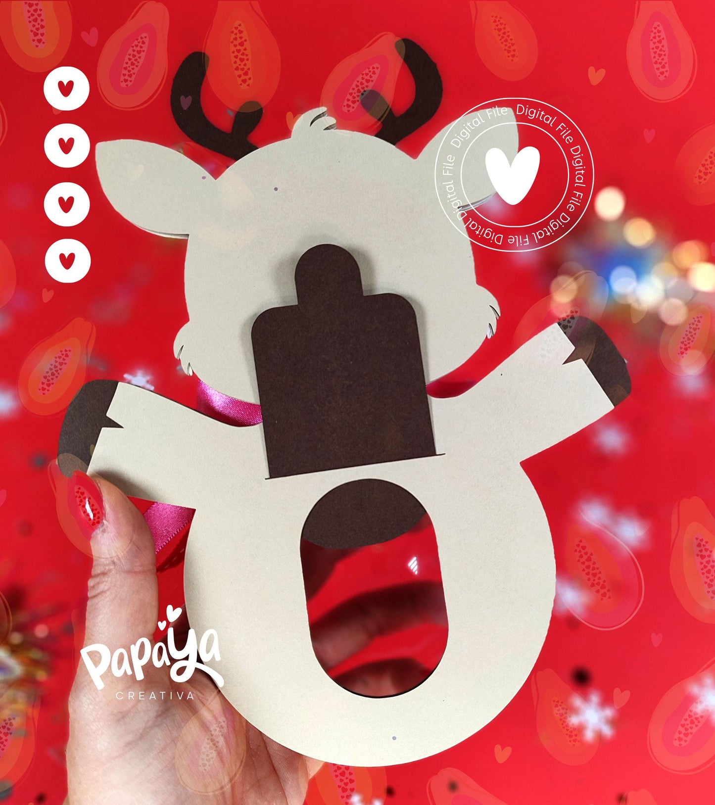 Adorable Reindeer Candy Holder (Digital File) SVG/ STUDIO Format *Easy open/close system* (Dome 8cm)