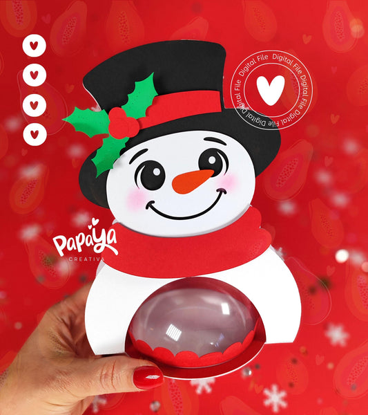Snowman Candy Holder (Digital File) SVG/ STUDIO Format *Easy open/close system* (Dome 8cm)