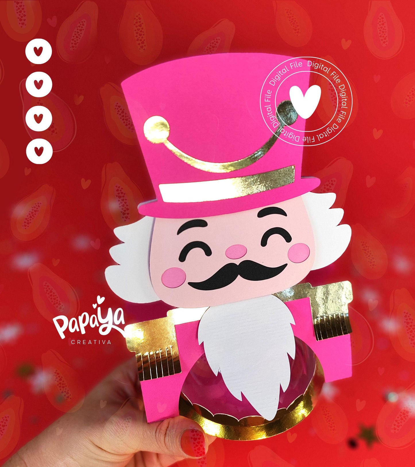 Nutcraker Candy holder (Digital File) SVG/ STUDIO Format *Easy open/close system* (Dome 8cm)