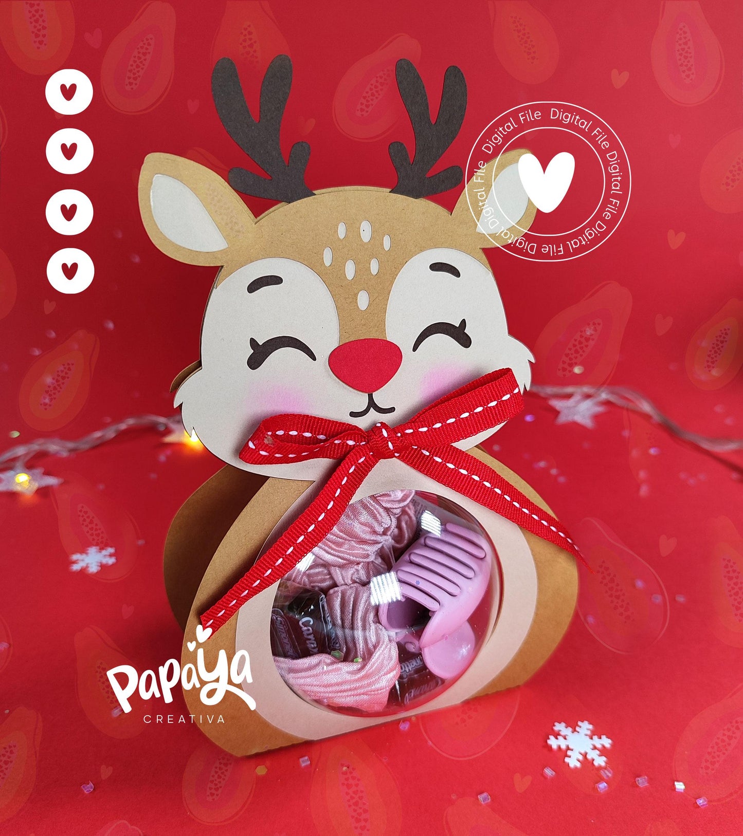 Reindeer Ornament Holder (Digital File) SVG/ STUDIO Format *Ball size 8cm*