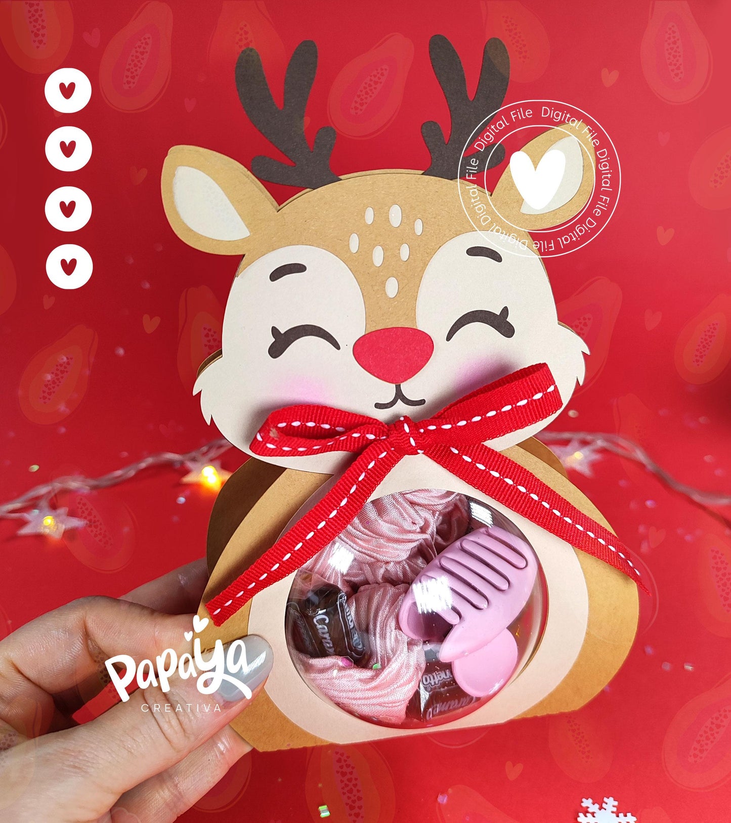 Reindeer Ornament Holder (Digital File) SVG/ STUDIO Format *Ball size 8cm*