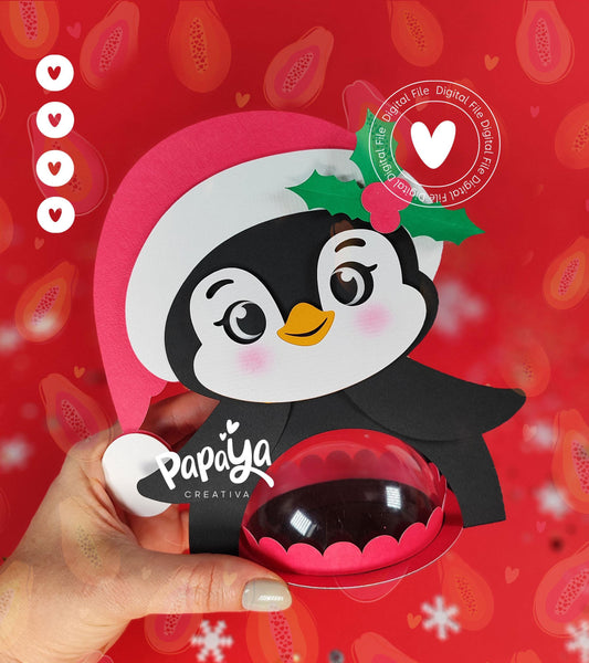 Penguin Candy Holder (Digital File) SVG/ STUDIO Format *Easy open/close system* (Dome 8cm)