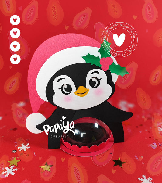 Penguin Candy Holder (Digital File) SVG/ STUDIO Format *Easy open/close system* (Dome 8cm)