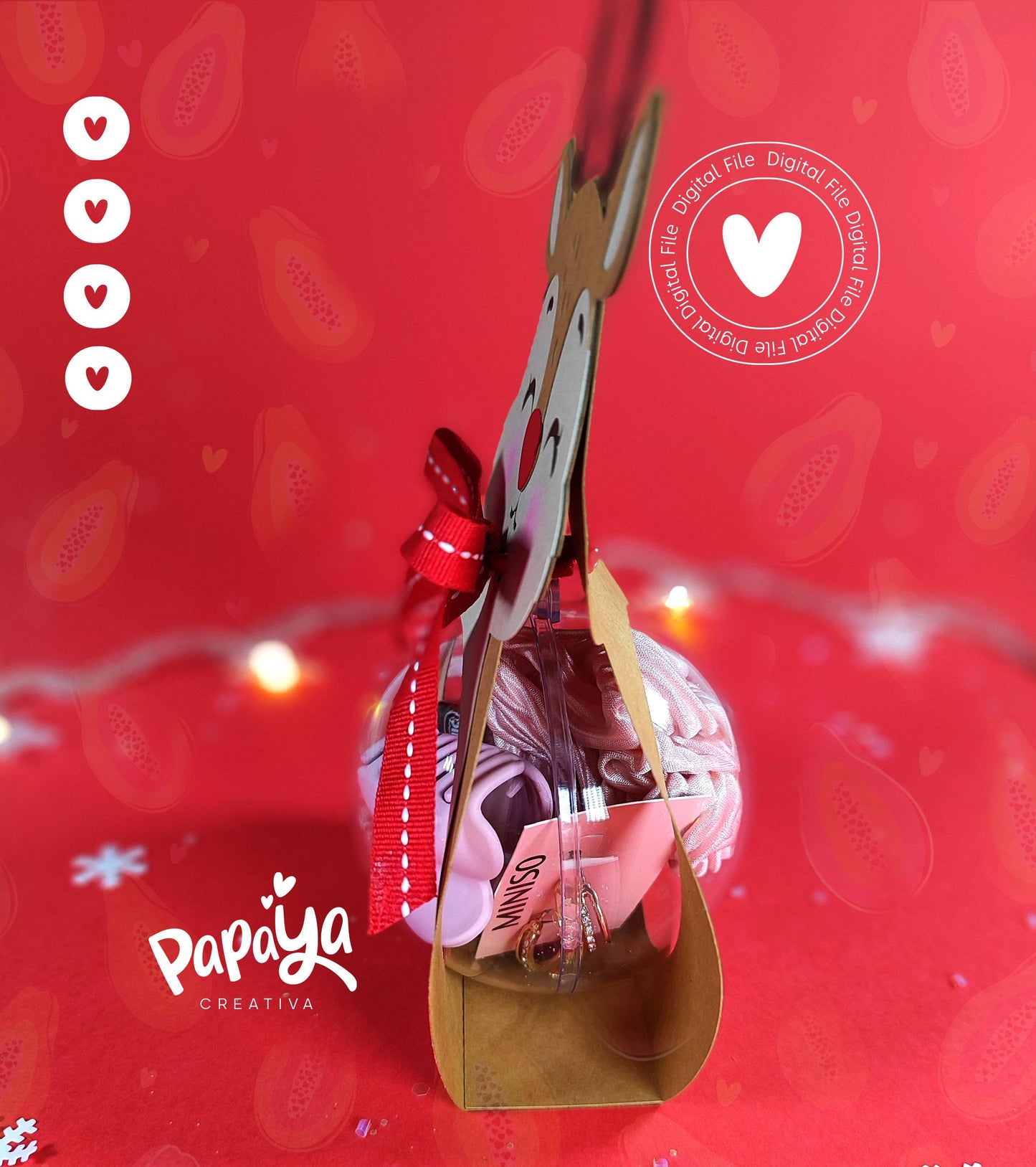 Reindeer Ornament Holder (Digital File) SVG/ STUDIO Format *Ball size 8cm*