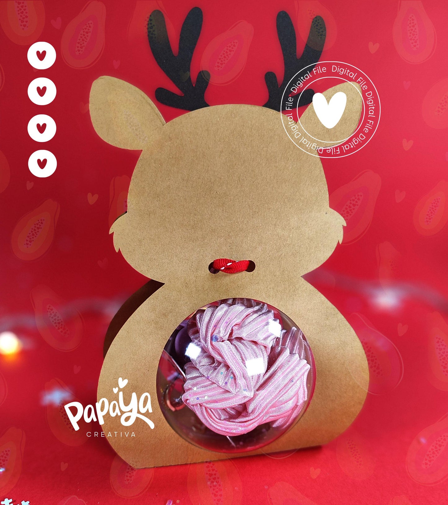 Reindeer Ornament Holder (Digital File) SVG/ STUDIO Format *Ball size 8cm*