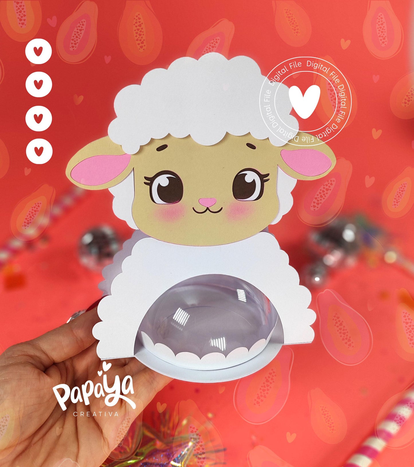 Sheep DIGITAL FILE Candy Holder *Easy open/close system* (Dome 8cm)