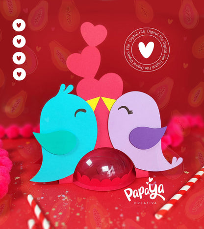 Love Birds DIGITAL FILE Candy Holder *Easy open/close system* (Dome 8cm)