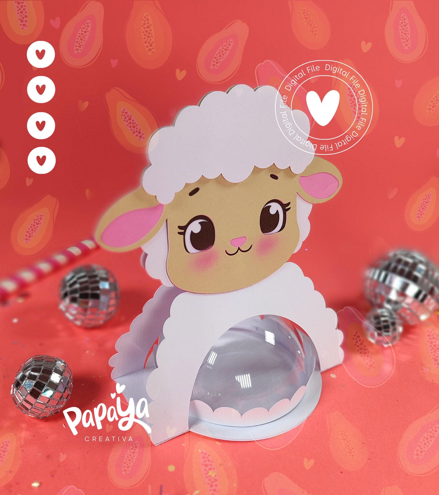 Sheep DIGITAL FILE Candy Holder *Easy open/close system* (Dome 8cm)