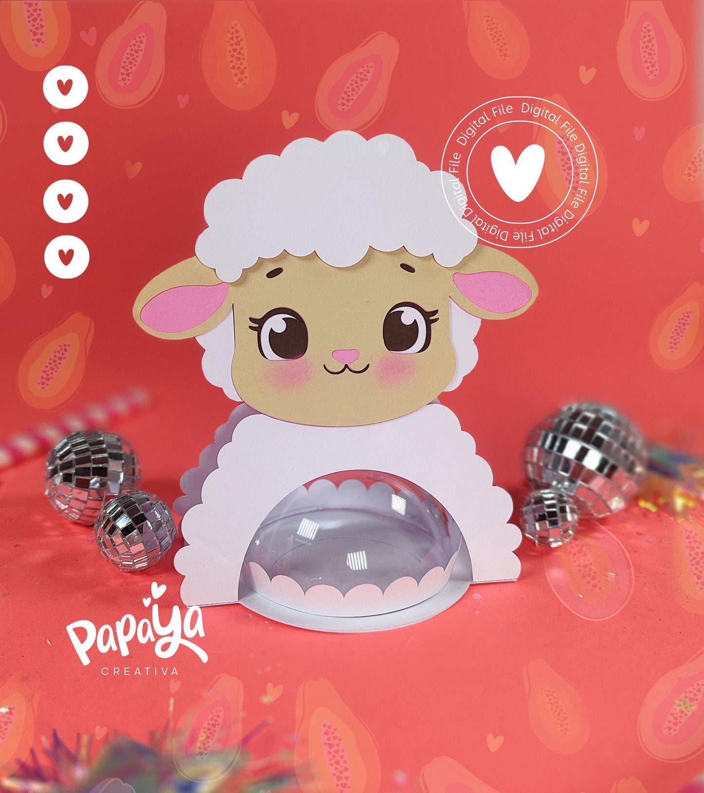 Sheep DIGITAL FILE Candy Holder *Easy open/close system* (Dome 8cm)