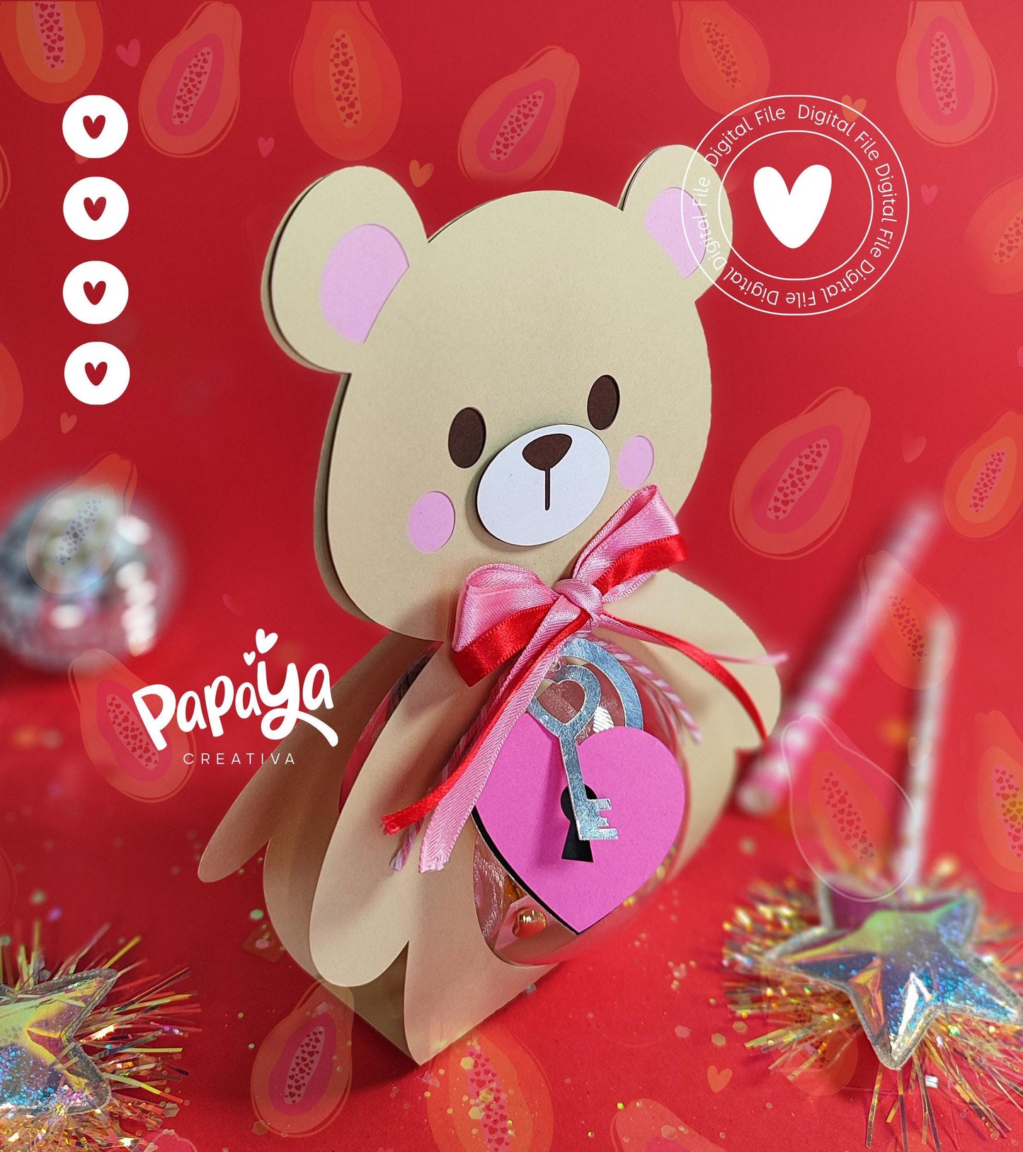 Bear Ornament Holder Digital File (SVG/STUDIO) *Ball size 8cm*