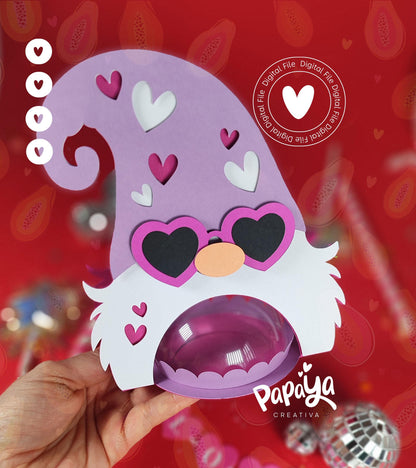 Valentine Gnome DIGITAL FILE Candy Holder *Easy open/close system* (Dome 8cm)