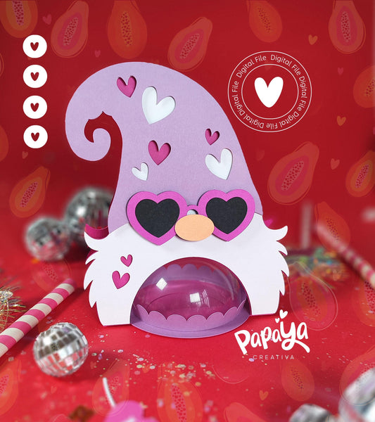 Valentine Gnome DIGITAL FILE Candy Holder *Easy open/close system* (Dome 8cm)