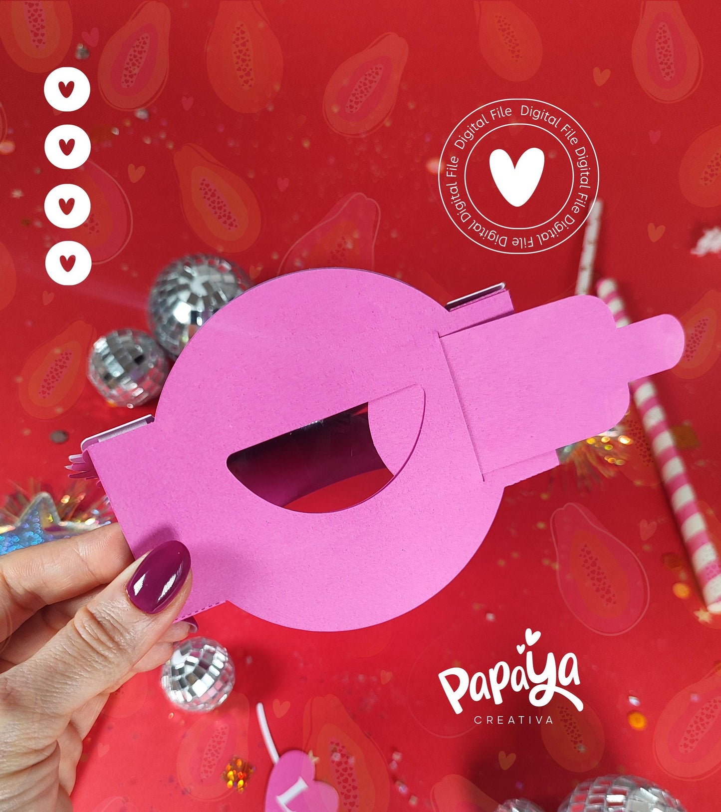 Valentine Gnome DIGITAL FILE Candy Holder *Easy open/close system* (Dome 8cm)