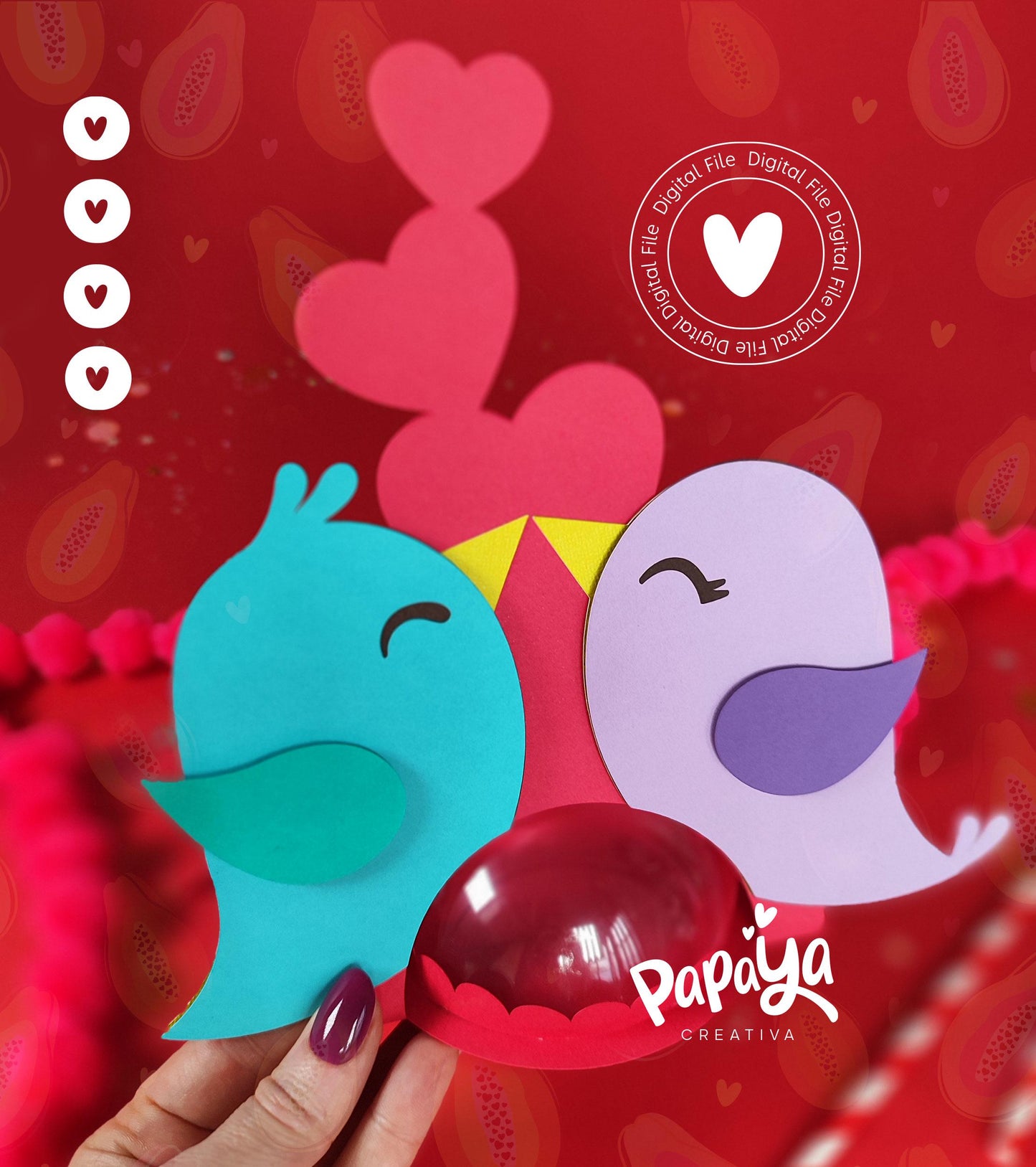 Love Birds DIGITAL FILE Candy Holder *Easy open/close system* (Dome 8cm)