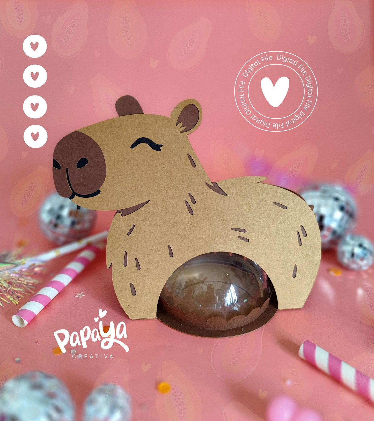 Capybara DIGITAL FILE Candy Holder *Easy open/close system* (Dome 8cm)