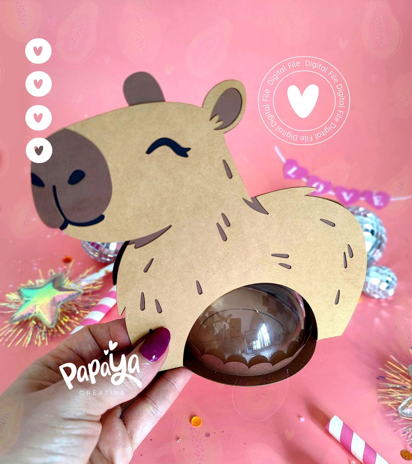 Capybara DIGITAL FILE Candy Holder *Easy open/close system* (Dome 8cm)