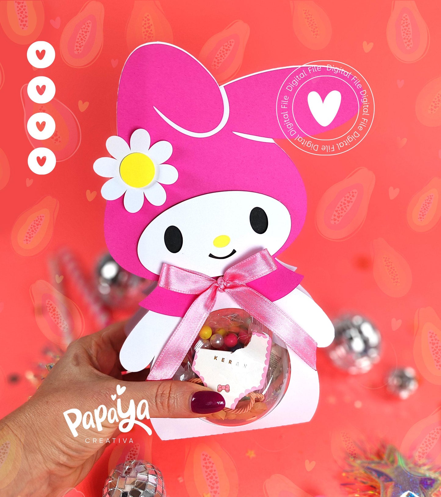 Adorable Bunny DIGITAL FILE Ornament Holder *Ball size 8cm*