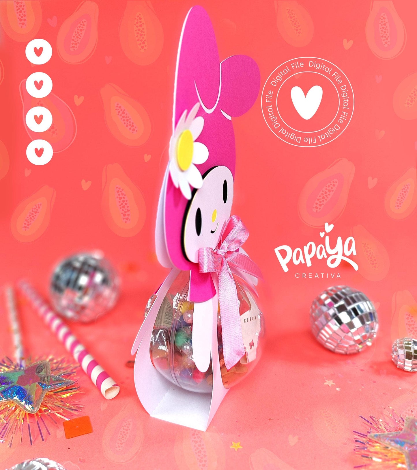 Adorable Bunny DIGITAL FILE Ornament Holder *Ball size 8cm*