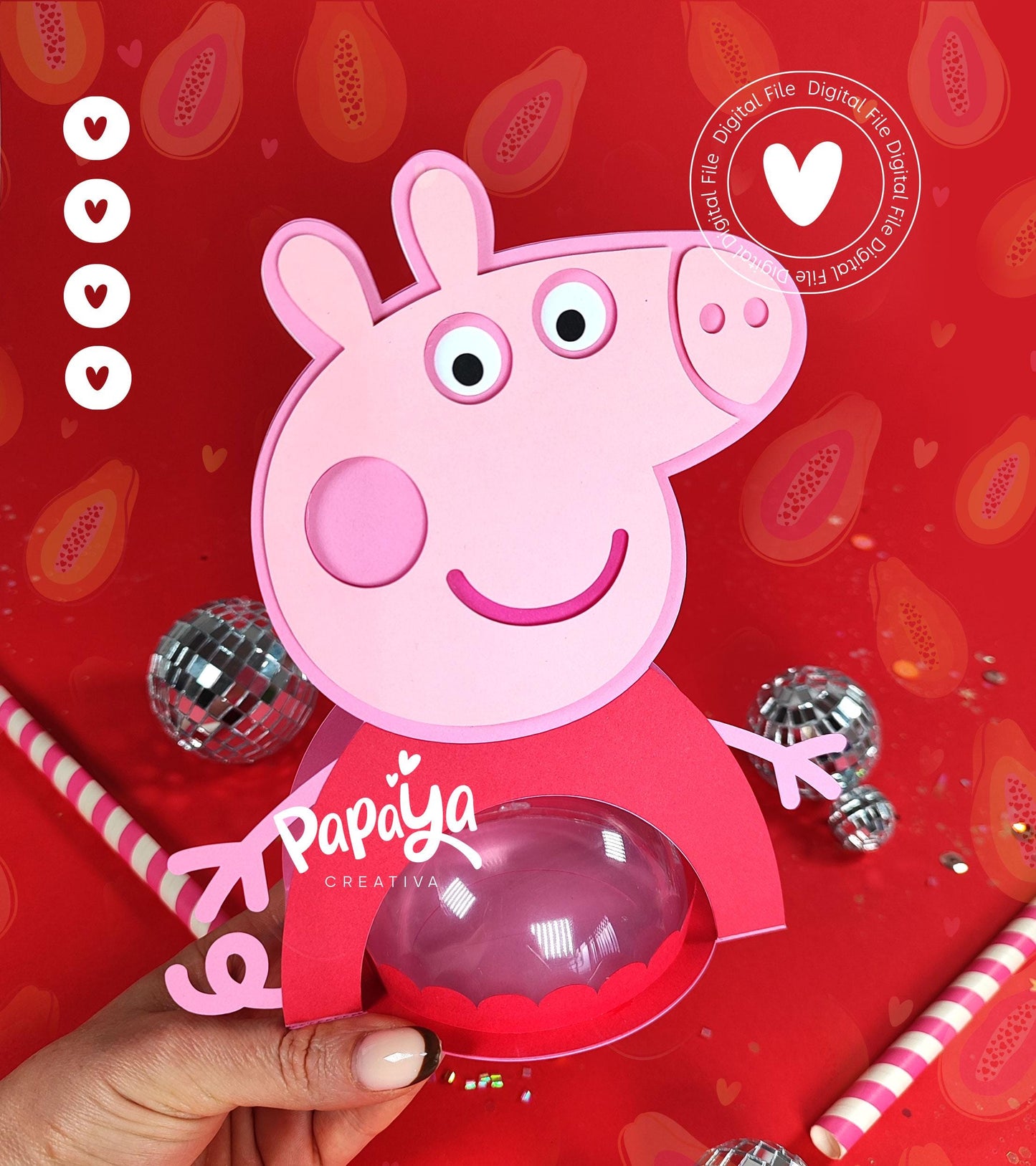 Pig DIGITAL FILE Candy Holder *Easy open/close system* (Dome 8cm)